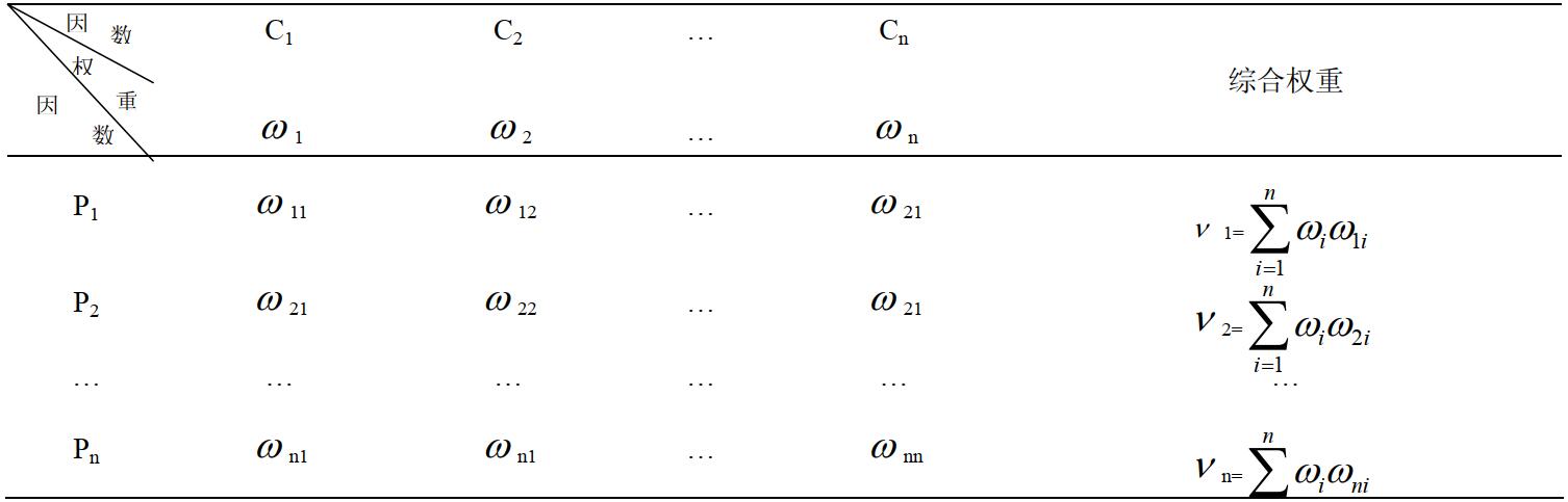 表 6 綜合權重計算表